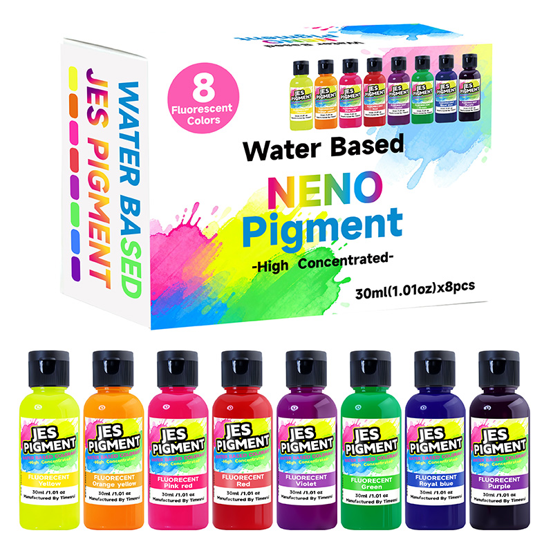 Resin Pigment Set - 8 renk/set floresan pigment, şişe başına