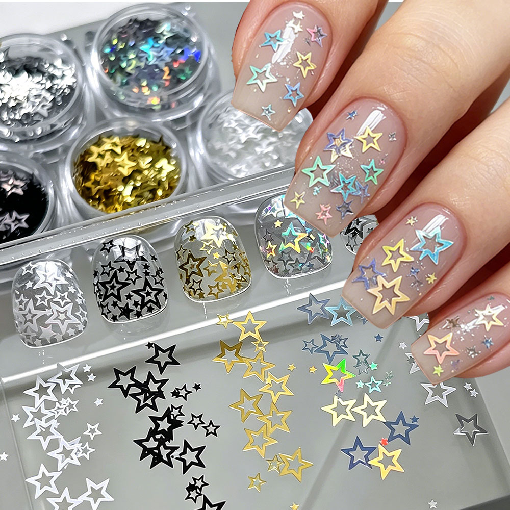 Gold Foil Flakes - 1 KAVANOZ İçi Boş Beş Köşeli