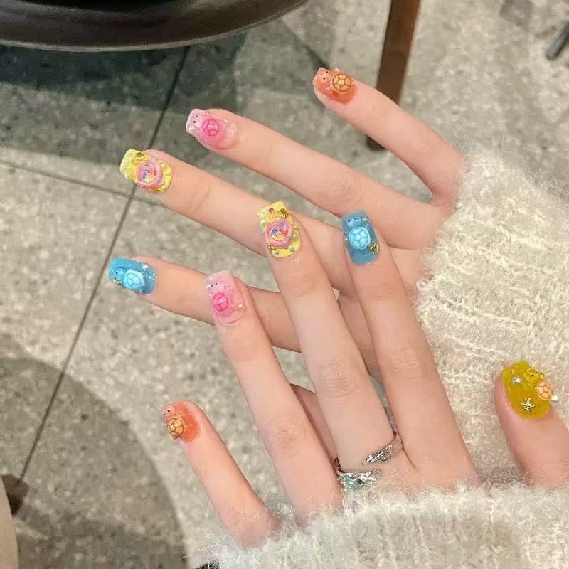 Crafting Resin - 100 Mini Renkli Kaplumbağa Reçine Süsleri