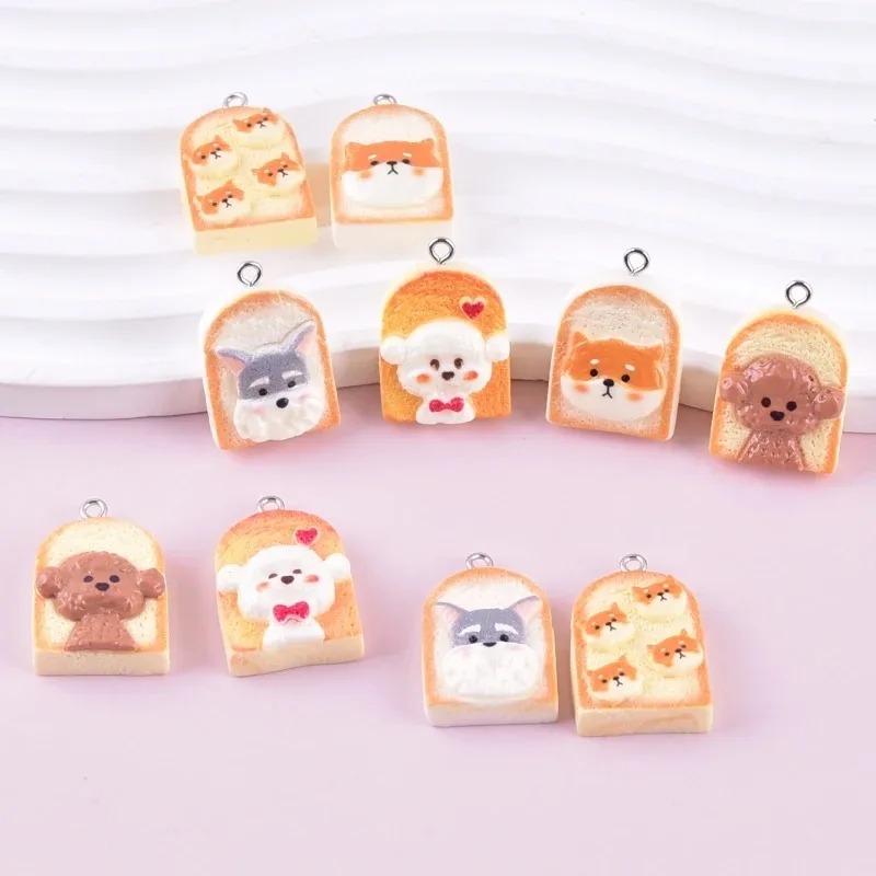 Resin Craft Material - 10 adet sevimli tost köpek reçine