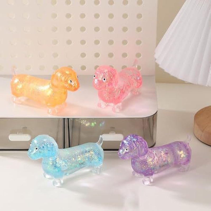 Resin Craft Material - Parıltılı Dachshund Yumuşak Esnek Sıkma Oyuncağı