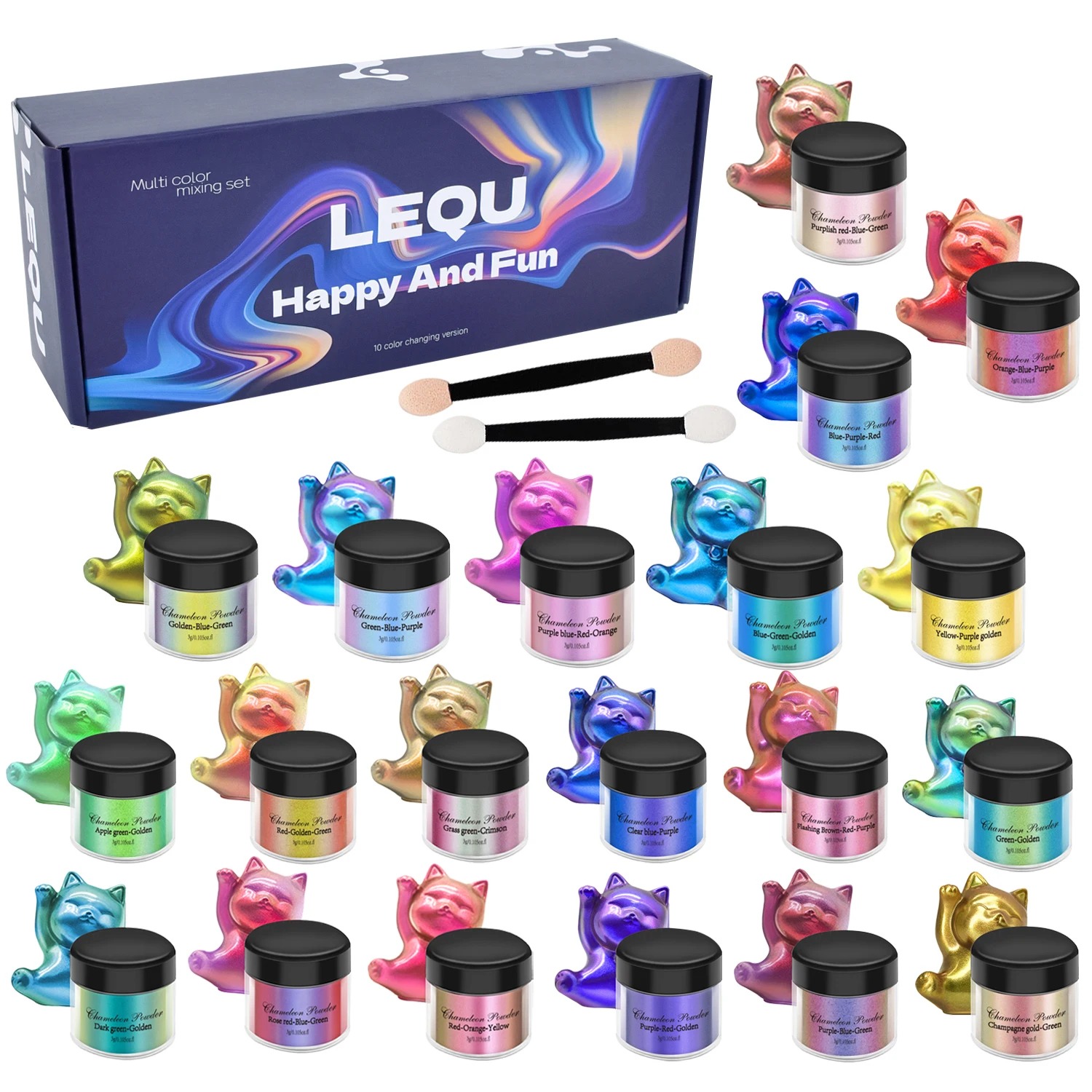 Resin Pigment Set - Bir dizi bukalemun pembesi tırnak krom