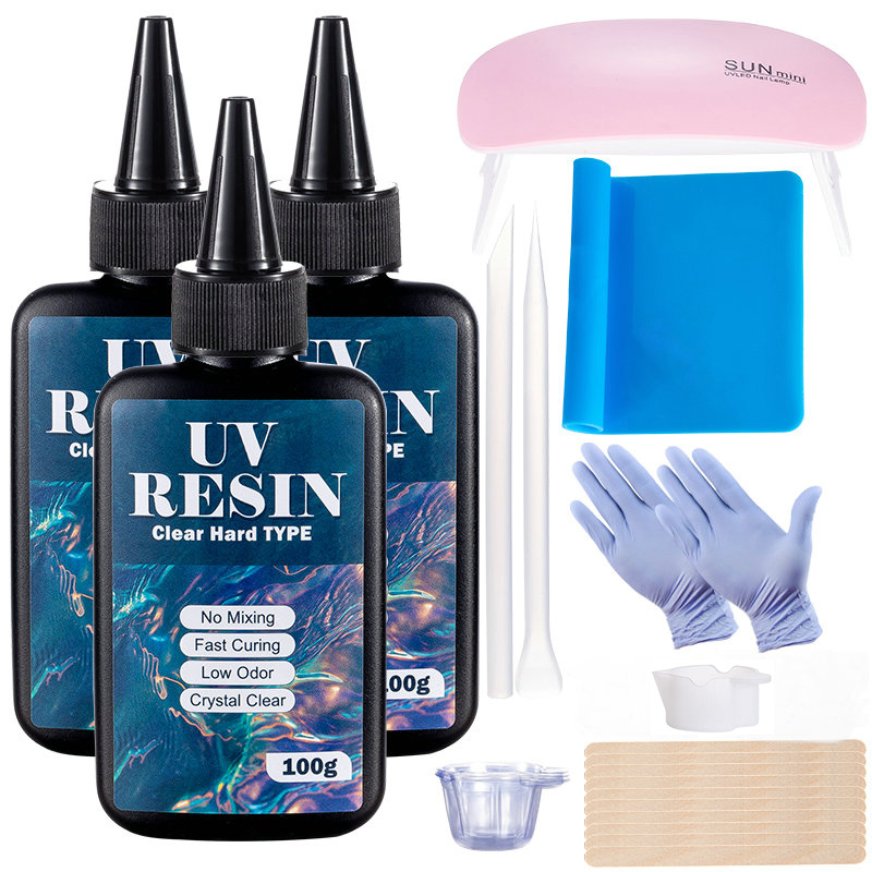Epoxy Uv Resin Kit - 100g/250g Şeffaf UV Reçine Sert Tip